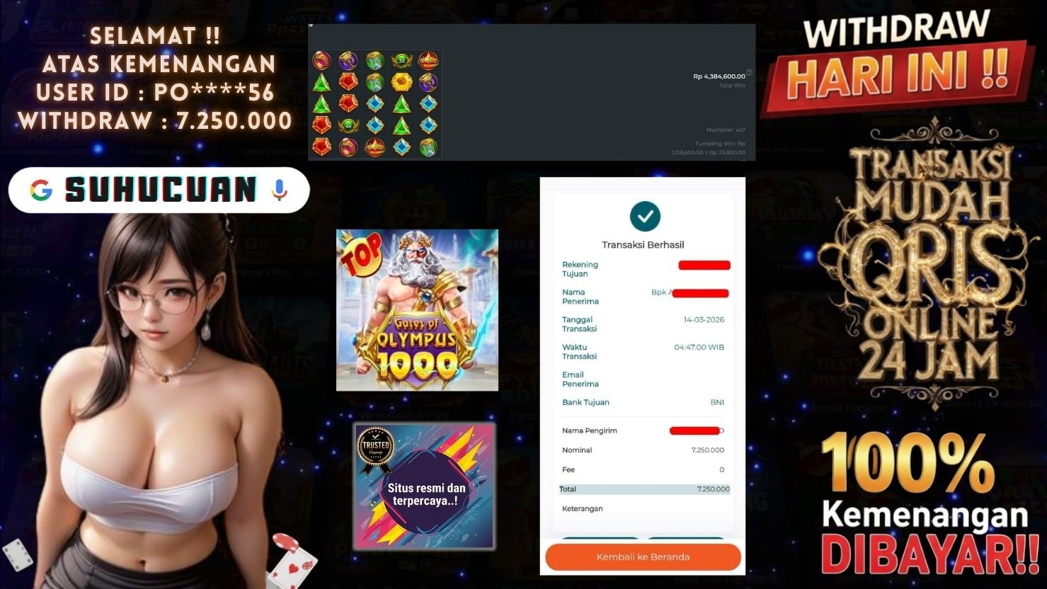 SUHUCUAN JACKPOT SLOT GATES OF OLYMPUS 1000